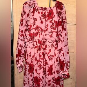 Plus pink & red Floral Maxi dress